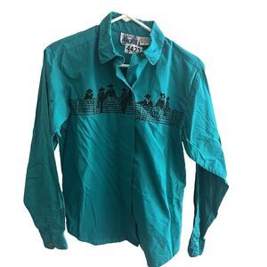 Vtg Blue Canyon Mens Button Front Shirt S Western Wear Cowboy Rodeo Embroidered